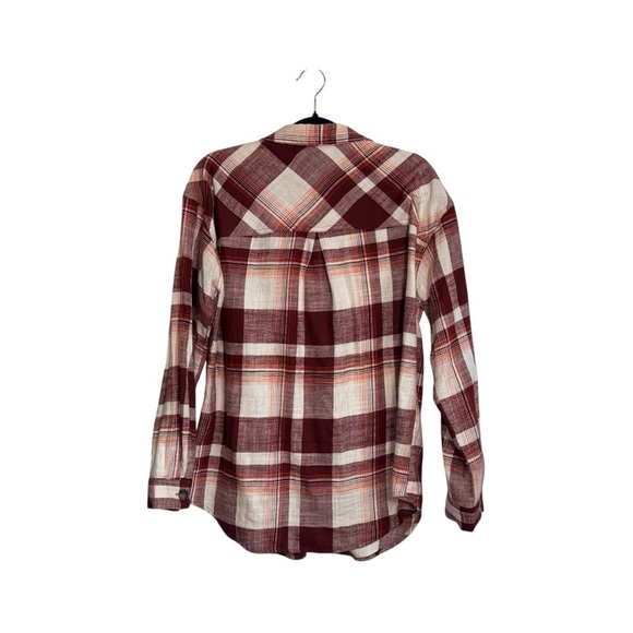 Maurices Cabin Plaid Button Down Boyfriend Fit Shirt Red Cream Medium Women’s - Picture 3 of 11